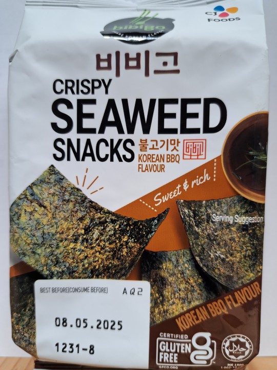 Crispy Nori Seaweed Snacks BBQ-smaak 3X5 g